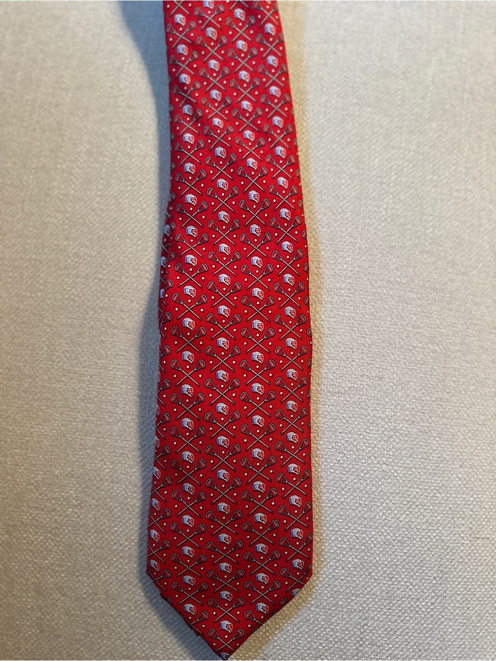 Vineyard Vines Red Lacrosse Motif Silk Tie